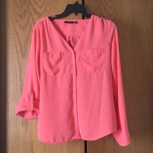 Coral button up blouse